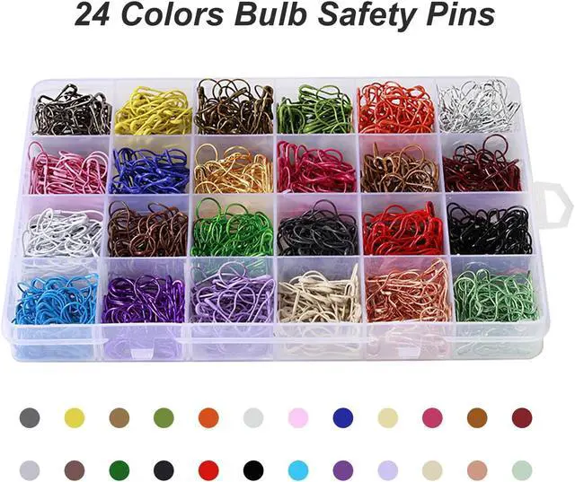 Alt view image 7 of 7 - 1200pcs/box 24 Colors Bulb Safety Pins Bulb Pins with Case Quilting Sewing Bulb Pins with Organizer Storage Case for Clothing Crafting Home Office Art Use