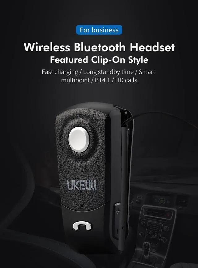 Main image of UKELILI UK-8 Mini Wireless Retractable Portable Bluetooth Headset Calls Remind Vibration Wear Clip Sports Running Earphone (Black)
