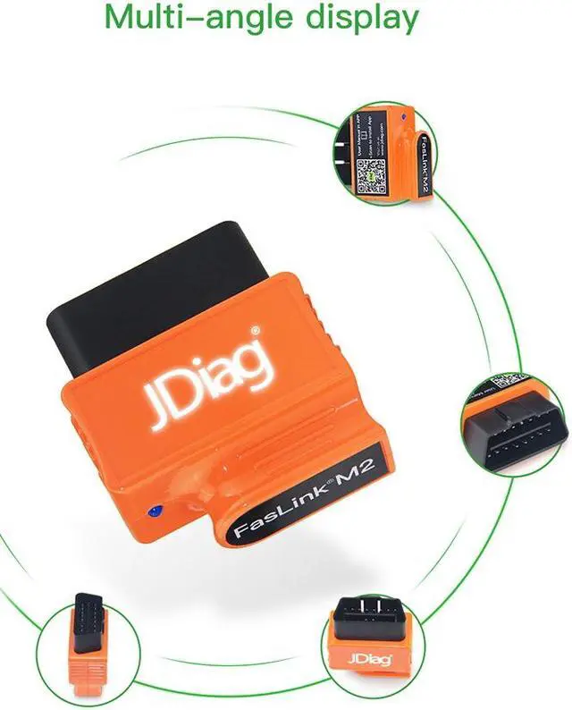 Alt view image 4 of 7 - JDiag Enhanced BT FASLINK M2 OBDII Scanner Professional Vehicle Diagnostic Tool Car Engine Code Reader for IOS and Android With Voice Control Function - Orange