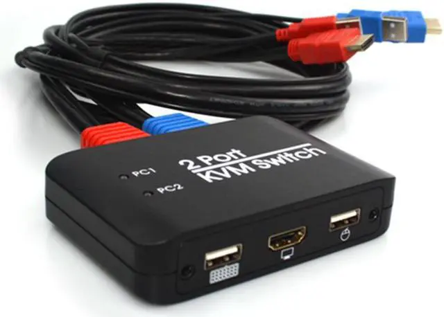 Alt view image 6 of 6 - 2 Port USB HD KVM Switch Switcher with Cable for Dual Monitor Keyboard Mouse HD Switch Support Desktop Controller Switching