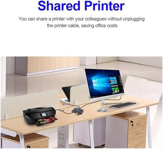 Alt view image 5 of 7 - AIMOS USB Shared Switcher Printer Shared Switcher 4-port Multi-computer Share USB Keyboard Mouse 4 in 4 Switcher