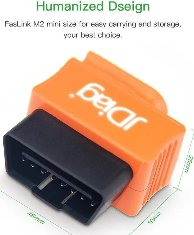 Alt view image 5 of 7 - JDiag Enhanced BT FASLINK M2 OBDII Scanner Professional Vehicle Diagnostic Tool Car Engine Code Reader for IOS and Android With Voice Control Function - Orange