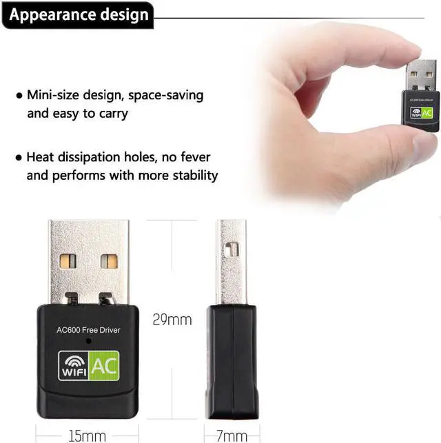 Alt view image 3 of 7 - Free Driver USB Wifi Adapter 600Mbps Wifi Adapter 5ghz Antenna USB Ethernet PC Wi-Fi Adapter Lan Wifi Dongle AC Wifi Receiver