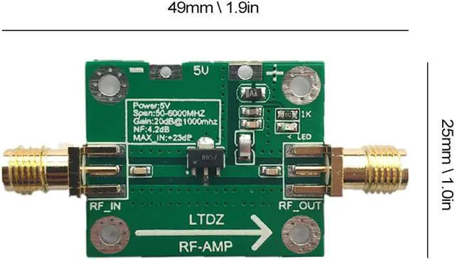 Alt view image 5 of 7 - RF Power Amplifier Board Transmitter Circuit Board Amplifier Module 20dB Gain 50M-6000MHz SBB5089