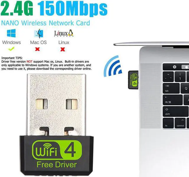 Alt view image 2 of 7 - 150Mbps Mini WiFi Adapter USB Adapter Free Driver WiFi Dongle Network Card Ethernet Wireless WiFi Receiver for PC Laptop