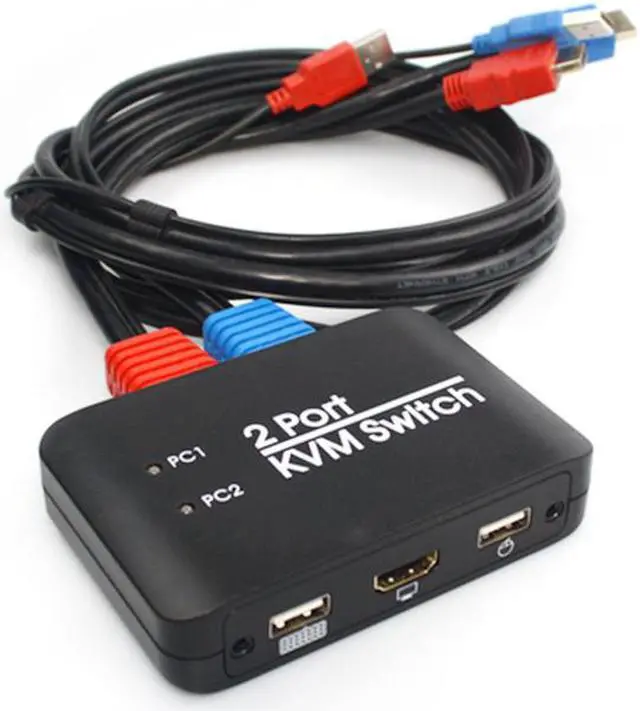 Main image of 2 Port USB HD KVM Switch Switcher with Cable for Dual Monitor Keyboard Mouse HD Switch Support Desktop Controller Switching