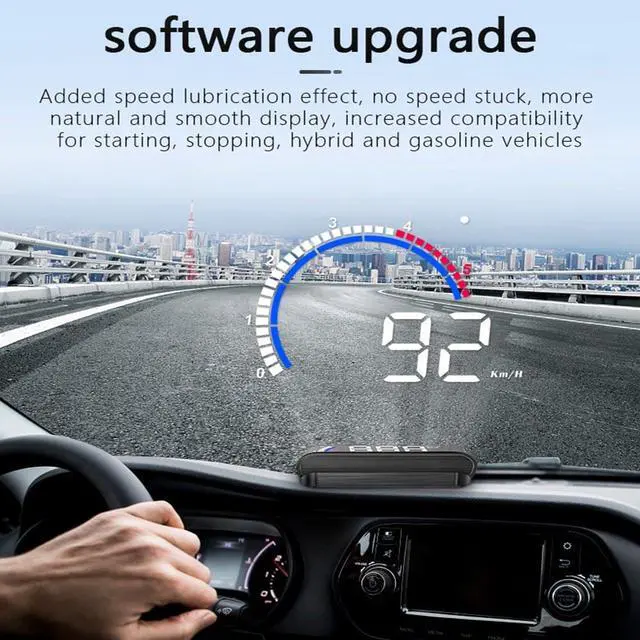 Alt view image 3 of 7 - Car HUD Display Head Up Display Windshield Projector with Speed Digital Clock Overspeed Warning Mileage Measurement Water Temperature Direction Single Range Display for All Vehicles