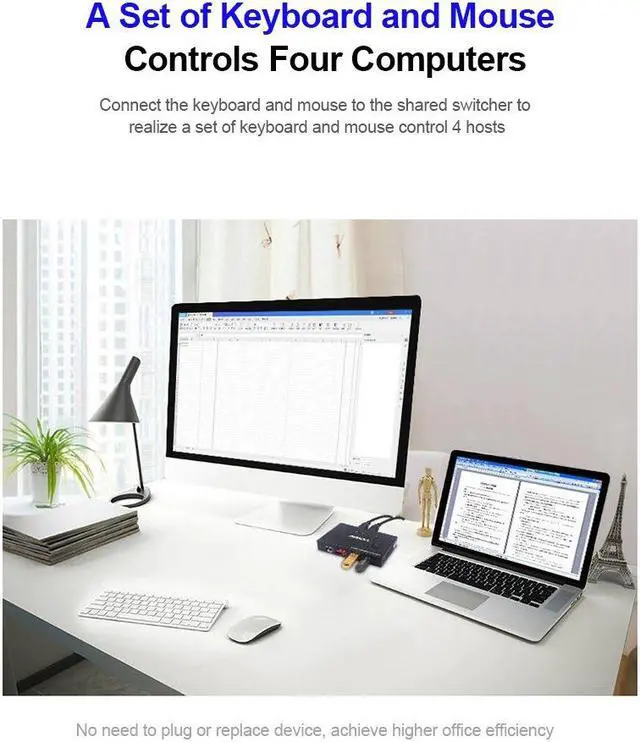 Alt view image 7 of 7 - AIMOS USB Shared Switcher Printer Shared Switcher 4-port Multi-computer Share USB Keyboard Mouse 4 in 4 Switcher
