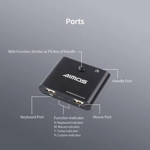 Alt view image 3 of 7 - AIMOS AM-PS401 Gaming Keyboard and Mouse Converter Adapter for Game Controller Plug & Play for PS4/PS4 Pro/Slim/Xbox One/Xboxone S/X/PS3
