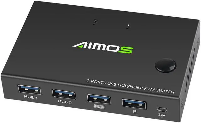 Alt view image 4 of 7 - AIMOS AM-KVM201CC 2-Port HDMI KVM Switch Support 4K*2K@30Hz HDMI KVM Switcher Keyboard Mouse USB