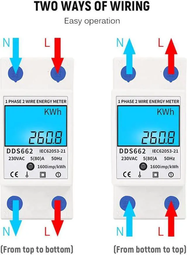 Alt view image 3 of 7 - Digital Electric Energy Meter Single Phase DIN Rail Electricity Meter One Phase Two Wire Multifunction Electrical Meter