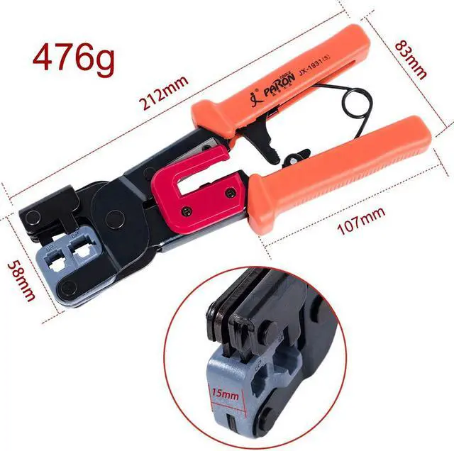 Alt view image 3 of 7 - RJ45 Crimping Tool PassThrough Cutter for RJ11 RJ45 Ethernet Network LAN Cable Plier 8P/6P Crystal Head Cable Cutter Peeling Shear