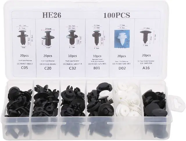 Alt view image 3 of 7 - 100Pcs Car Body Plastic Push Retainer Pin Rivet Fasteners Trim Moulding Clip Automotive Furniture Assembly Expansion Screws Kit with Removal Tool Screwdriver for Vehicles