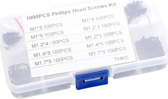 Alt view image 5 of 7 - 1000pcs Mix PA Phillips-head Micro Screws Set Round Self-tapping Electronic Small Wood Screws Kit with Storage Box