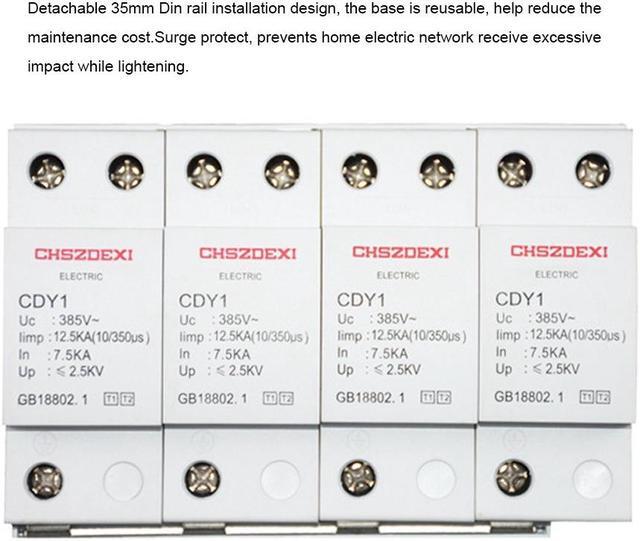 Alt view image 4 of 5 - 380V House Surge Protector Protective Low-voltage Arrester Device 4P L-ightning Protecting Device