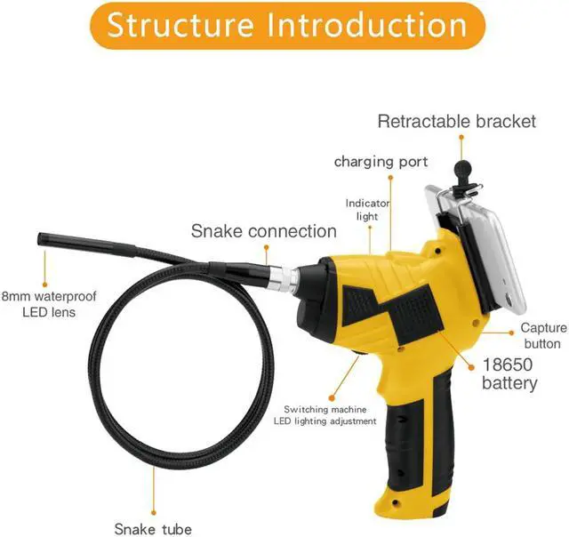 Alt view image 3 of 6 - 8MM WiFi Handheld Endoscope 1080P Inspection Camera for Auto Repair Tool Snake Hard Waterproof Industrial Home Endoscope - 1M