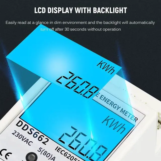 Alt view image 4 of 7 - Digital Electric Energy Meter Single Phase DIN Rail Electricity Meter One Phase Two Wire Multifunction Electrical Meter