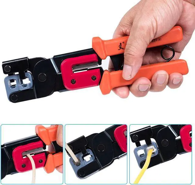 Alt view image 7 of 7 - RJ45 Crimping Tool PassThrough Cutter for RJ11 RJ45 Ethernet Network LAN Cable Plier 8P/6P Crystal Head Cable Cutter Peeling Shear