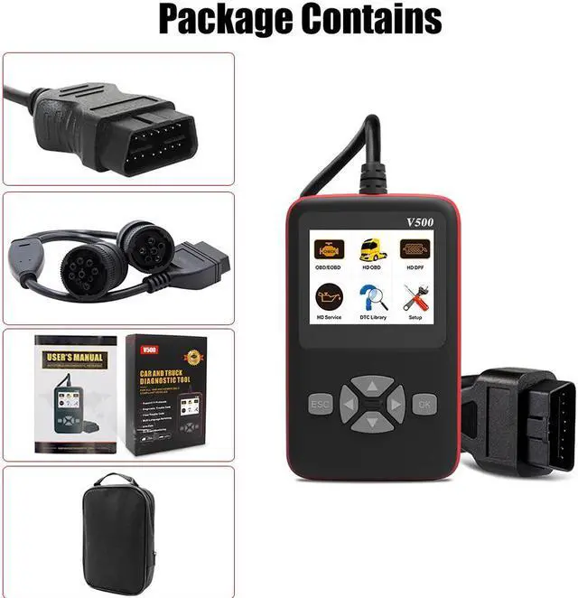 Alt view image 5 of 7 - V500 Universal O-B-D2 Scanner Engine Fault Reader Read Clear Codes I/M Readiness Smog Check Car Truck Diagnostic Scan Tool