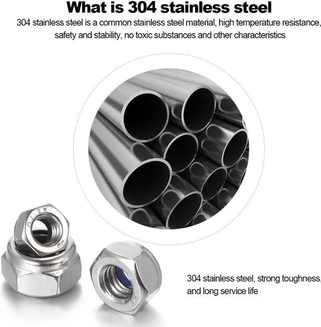 Alt view image 6 of 7 - DIN985 M-3/M-4/M5/M6/M-8/M-10/M12 304 Stainless Steel Nylon Self-locking Nut Kit
