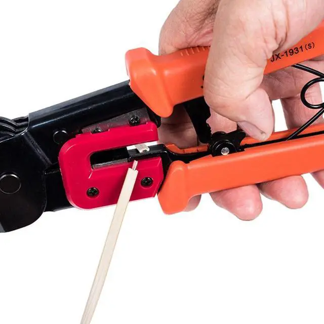 Alt view image 7 of 7 - 3-In-1 Crimping Tool PassThrough Cutter for RJ22/4P RJ11/6P RJ45/8P Ethernet Network LAN Cable Plier Crystal Head Cable Cutter Peeling Shear