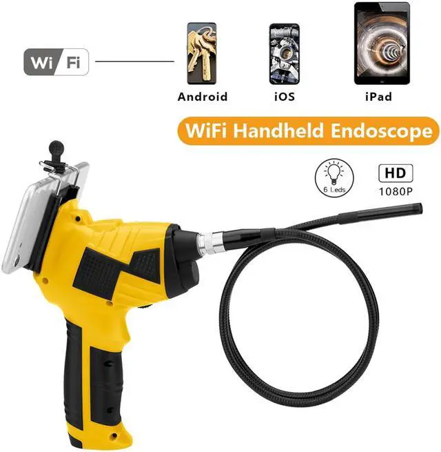 Alt view image 2 of 6 - 8MM WiFi Handheld Endoscope 1080P Inspection Camera for Auto Repair Tool Snake Hard Waterproof Industrial Home Endoscope - 1M