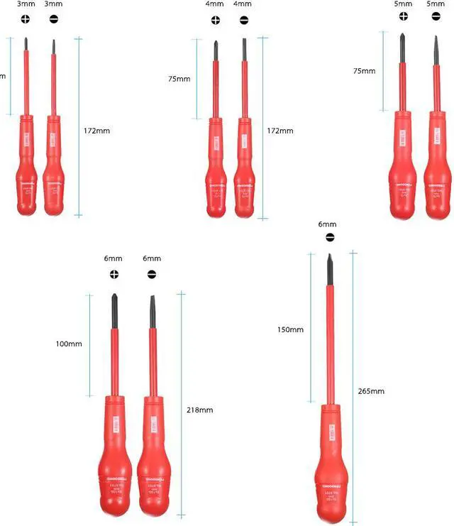 Alt view image 2 of 7 - 9pcs 1000V Multi-functional Insulated Screwdrivers Set with Magnetic Slotted and Phillips Bits Electrical Work Repair Tools Kit