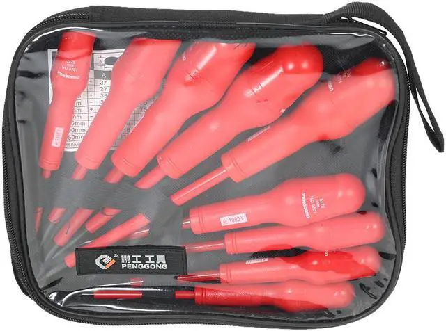 Alt view image 4 of 7 - 9pcs 1000V Multi-functional Insulated Screwdrivers Set with Magnetic Slotted and Phillips Bits Electrical Work Repair Tools Kit