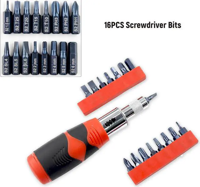 Alt view image 2 of 7 - 49PCS Portable Ratchet Screwdriver Socket Wrench Spanner Set Kit Metric and Inch 1/4" 3/8" Drive with 16-Pieces Screwdriver Bits