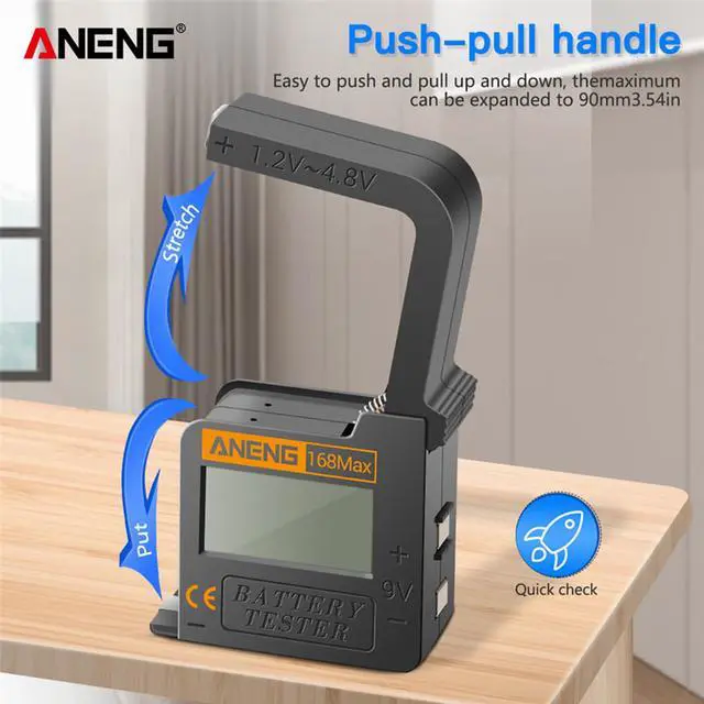 Alt view image 3 of 6 - ANENG 168Max Digital Lithium Battery Capacity Tester Universal Test Checkered load analyzer Display Check AAA AA Button Cell