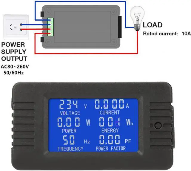 Alt view image 2 of 7 - PEACEFAIR Digital Meter PZEM-020 AC Multifunction Digital Meter Power Energy Voltage Current Tester 10A KWh Tester Power Meter