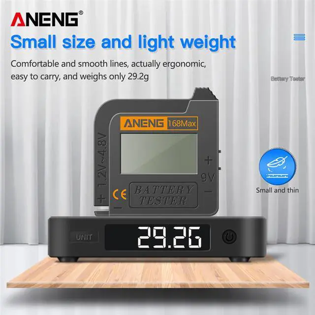 Alt view image 6 of 6 - ANENG 168Max Digital Lithium Battery Capacity Tester Universal Test Checkered load analyzer Display Check AAA AA Button Cell