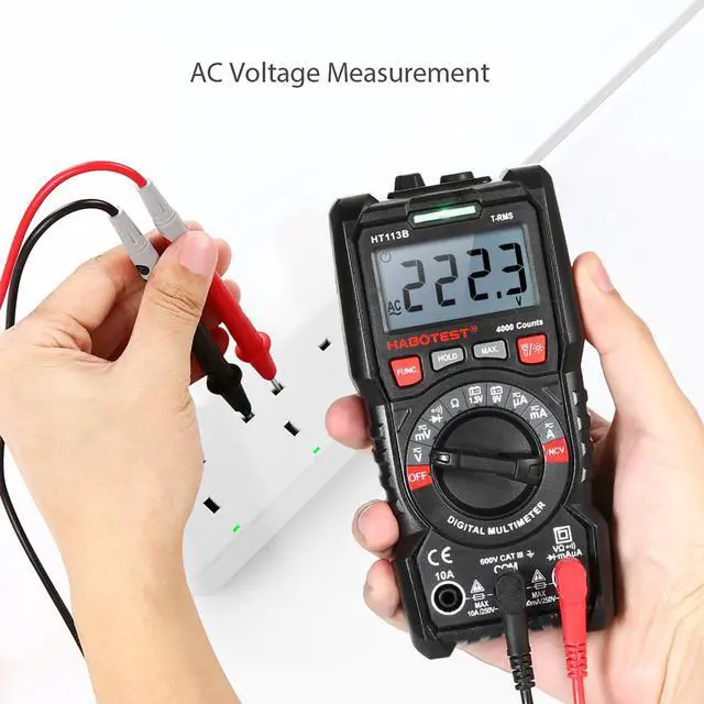 Alt view image 6 of 7 - HABOTEST HT113B NCV Digital Multimeter Auto Range True RMS 4000 Counts AC/DC Voltage Meter Flash light Backlight Large Screen