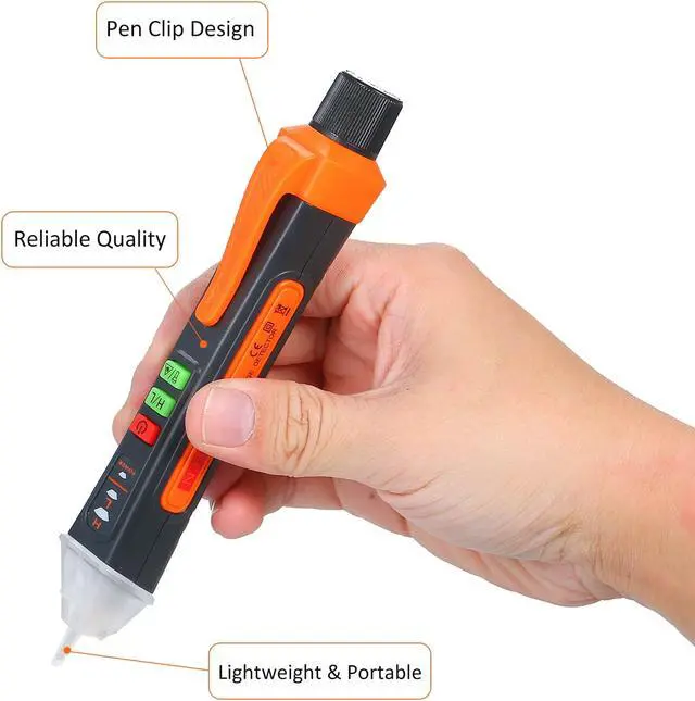 Alt view image 3 of 7 - NJTY Portable Non-contact AC Voltage Tester Pen Shaped V~Alert Detector with Sound and Light Alarm and LED Flashlight Laser pen