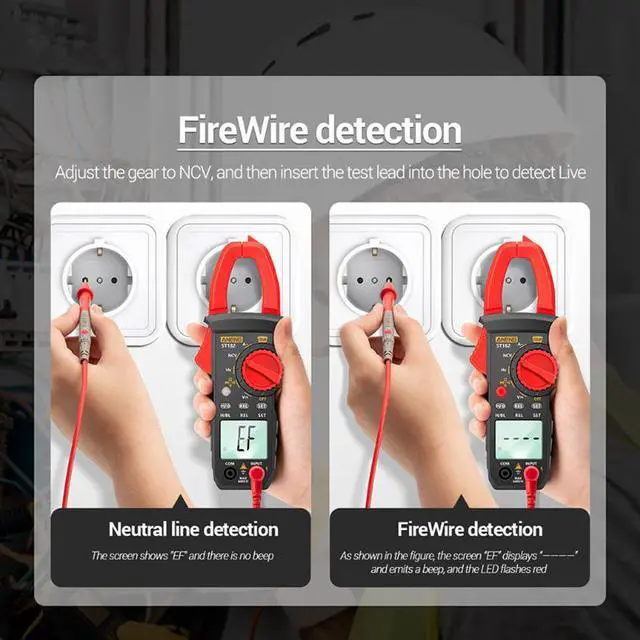 Alt view image 2 of 7 - ANENG ST182 Digital Clamp Meter Ammeter AC Current Multimeter DC/AC Voltage Tester Amp Hz Capacitance NCV Ohm Temperature Test