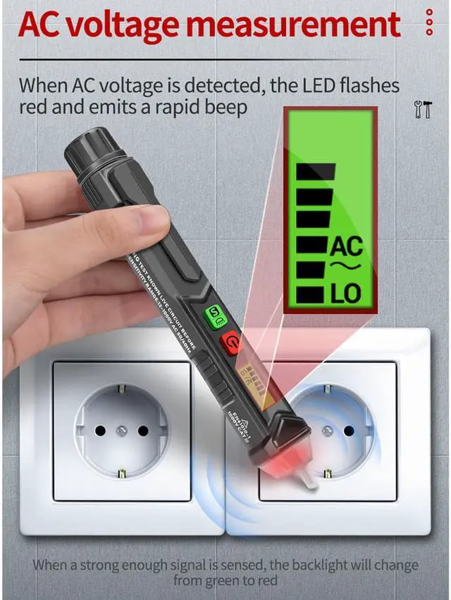 Alt view image 7 of 7 - ANENG VC1010+ Digital Voltage Detector Meter Intelligent Non-contact Pen Alarm AC Test Pen Sensor Tester for Electrician Tools