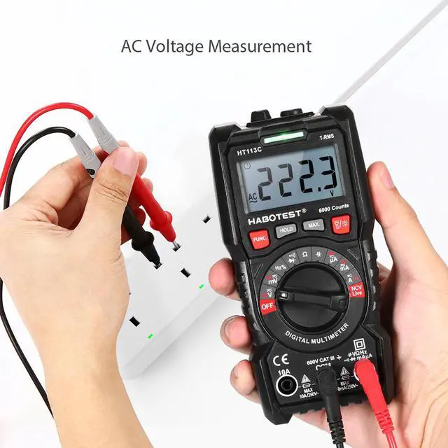 Alt view image 2 of 7 - HABOTEST HT113C NCV Digital Multimeter Auto Range True RMS 6000 Counts AC/DC Voltage Meter Flash light Backlight Large Screen