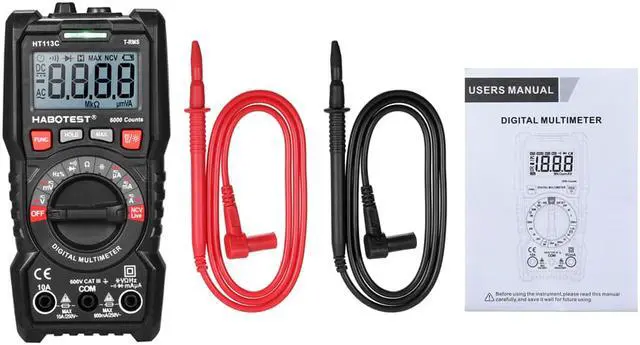Alt view image 7 of 7 - HABOTEST HT113C NCV Digital Multimeter Auto Range True RMS 6000 Counts AC/DC Voltage Meter Flash light Backlight Large Screen