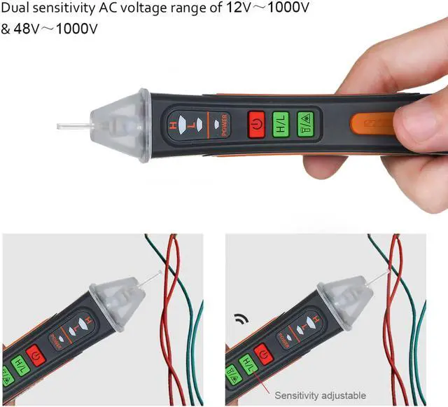 Alt view image 6 of 7 - NJTY Portable Non-contact AC Voltage Tester Pen Shaped V~Alert Detector with Sound and Light Alarm and LED Flashlight Laser pen