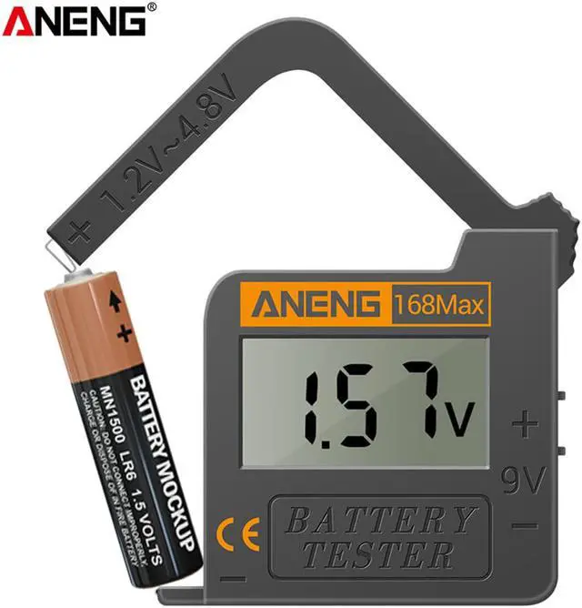 Alt view image 4 of 6 - ANENG 168Max Digital Lithium Battery Capacity Tester Universal Test Checkered load analyzer Display Check AAA AA Button Cell