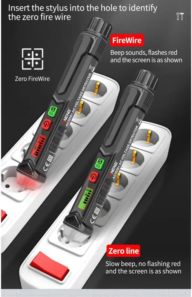 Alt view image 3 of 7 - ANENG VC1010+ Digital Voltage Detector Meter Intelligent Non-contact Pen Alarm AC Test Pen Sensor Tester for Electrician Tools