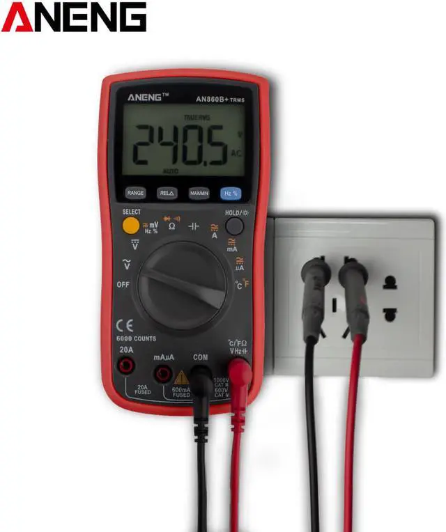 Alt view image 6 of 6 - ANENG AN860B+ Tester Digital Multimeter Profesional 6000 Counts Detector Tester Peak Multimetro Meter Analogico EsrLcr Meter - Red