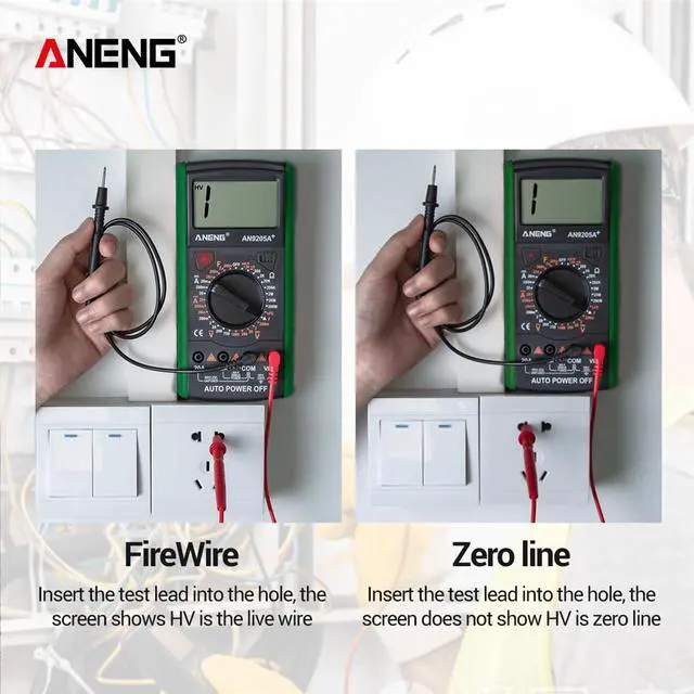 Alt view image 3 of 7 - ANENG DT9205A+ Digital Multimeter AC/DC Profesional Transistor Tester Electrical Multimetro NCV Test Meter Auto Range Ture RMS - Green
