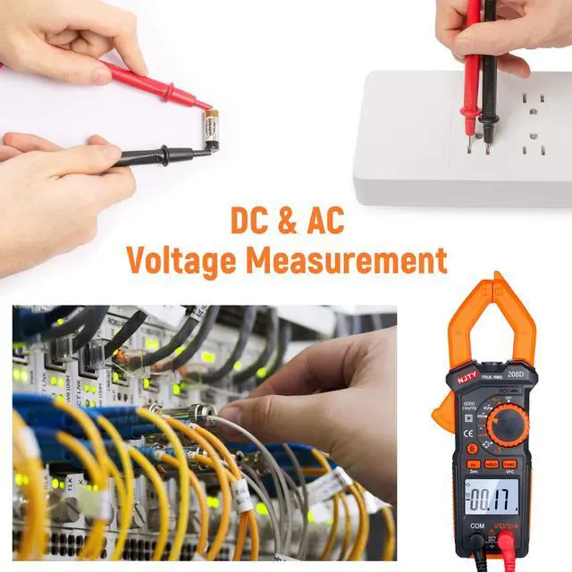 Alt view image 6 of 7 - 600A AC/DC Digital Clamp Meter with Temperature Auto Ranging Multimeter with Audible Continuity Beep True-RMS Clamp Meter Tester