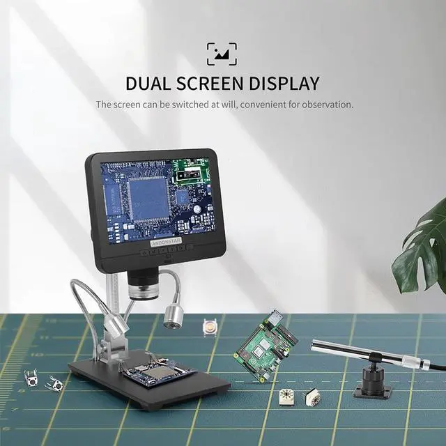 Alt view image 7 of 7 - 7In 2.0MP 200X Digital Microscope Industrial Inspection Electron Microscope Mobile Phone Repairing PCB Soldering SMT Microscopes with Remote Control