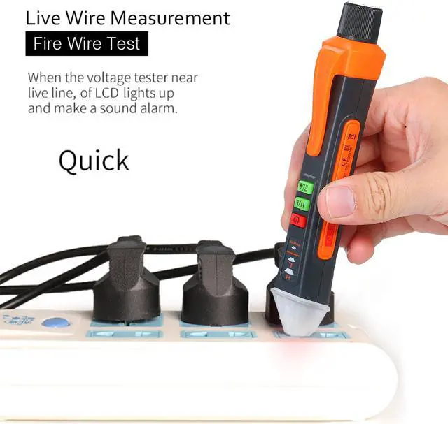 Alt view image 7 of 7 - NJTY Portable Non-contact AC Voltage Tester Pen Shaped V~Alert Detector with Sound and Light Alarm and LED Flashlight Laser pen