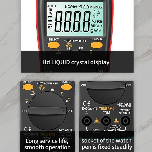 Alt view image 6 of 6 - ANENG M10 Digital Multimeter Transistor Tester Analog 6000 counts Multimetro Profesional Capacitor Inductance Meter rm101/zt102