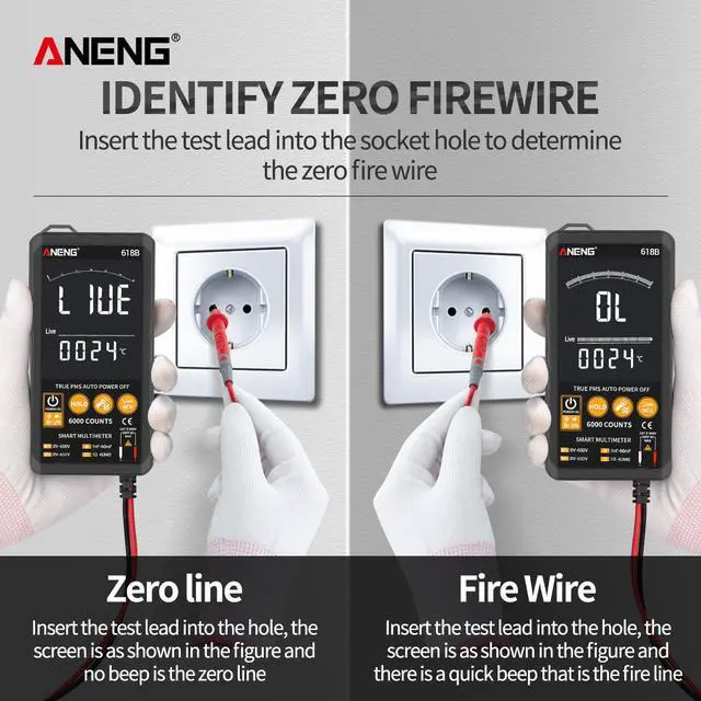 Alt view image 3 of 7 - ANENG 618B Smart Touch Digital Multimeter DC/AC Analog Tester True RMS Professional Transistor Capacitor NCV Auto/Manual Multimetro