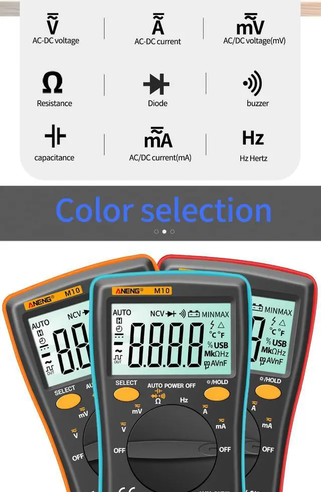 Alt view image 3 of 6 - ANENG M10 Digital Multimeter Transistor Tester Analog 6000 counts Multimetro Profesional Capacitor Inductance Meter rm101/zt102