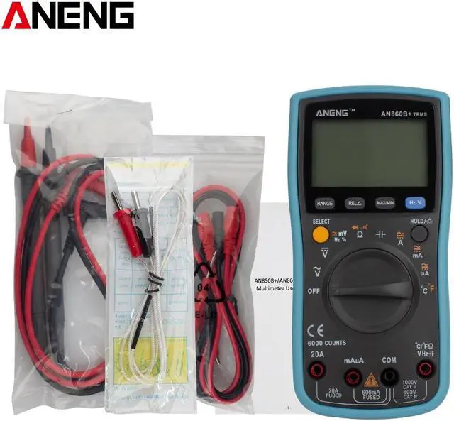 Alt view image 4 of 7 - ANENG AN860B+ Tester Digital Multimeter Profesional 6000 Counts Detector Tester Peak Multimetro Meter Analogico EsrLcr Meter - Blue